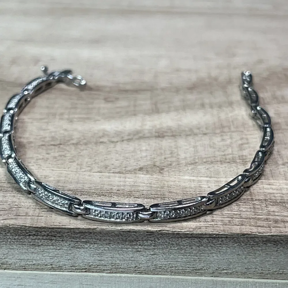 Banter Piercing Pagoda STERLING SILVER 925 Tennis Bracelet Linked Panel No Stone